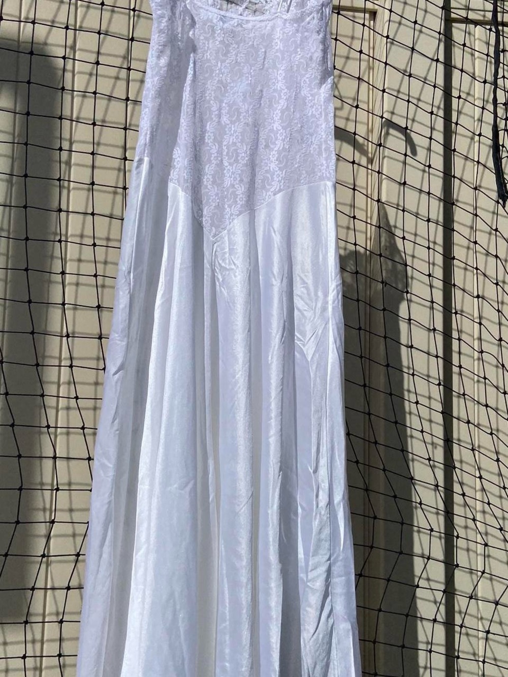 Vintage white nylon lace bodice midi slip dress - Picture 4 of 5